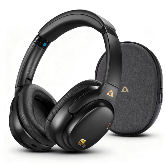 1Mii E700 Wireless Bluetooth Over Ear Headphones with Active Noise Canceling, Hi-Res Audio LDAC/aptX Low Latency for Airplane Travel Overhead Comfort, 54H Playtime, Custom EQ via App - Blue