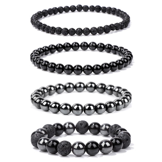 4pcs Beaded Bracelets for Women,Natural Healing Crystal Gemstones Bracelet,Anxiety Stress Relief Bracelet Handmade purple Jewelry Gifts for Women