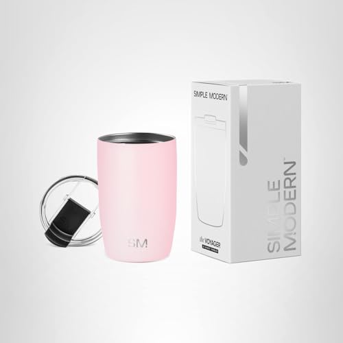 Simple Modern Travel Coffee Mug Tumbler with Flip Lid | Reusable Insulated Stainless Steel Cold Brew Iced Coffee Cup Thermos | Gifts for Women Men Him Her | Voyager Collection | 20oz | Midnight Black