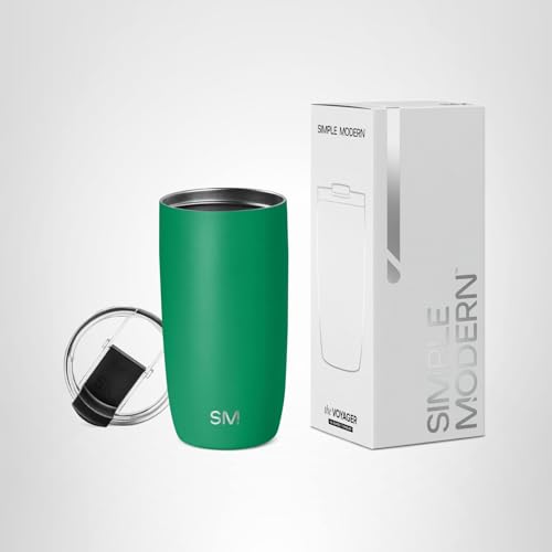 Simple Modern Travel Coffee Mug Tumbler with Flip Lid | Reusable Insulated Stainless Steel Cold Brew Iced Coffee Cup Thermos | Gifts for Women Men Him Her | Voyager Collection | 20oz | Midnight Black