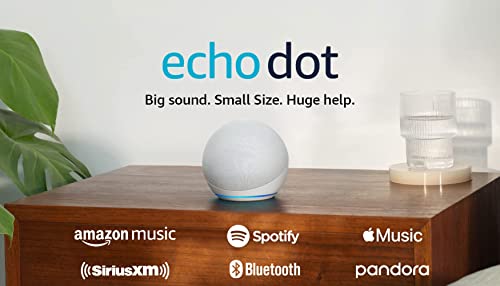 Amazon Echo Dot (2022 release), Vibrant sounding speaker with Alexa+ Early Access, Great for bedrooms, dining rooms and offices, Glacier White