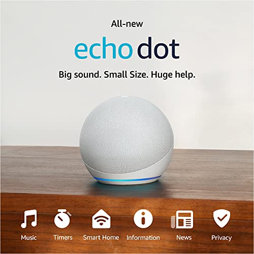 Amazon Echo Dot (2022 release), Vibrant sounding speaker with Alexa+ Early Access, Great for bedrooms, dining rooms and offices, Glacier White