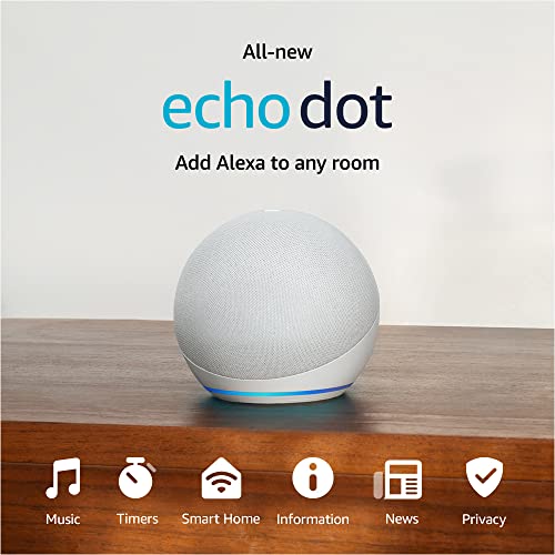 Amazon Echo Dot (2022 release), Vibrant sounding speaker with Alexa+ Early Access, Great for bedrooms, dining rooms and offices, Glacier White