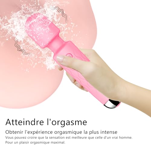Vibrator Wand,Adult Sex Toy Wand, G Spot Dildo, Clit Vibrator, Sex Vibrators,Clitoris Stimulation,with 8 Speeds & 20 Patterns,Fully Waterproof,Vibrating Wand for her Pleasure (Rose Red)
