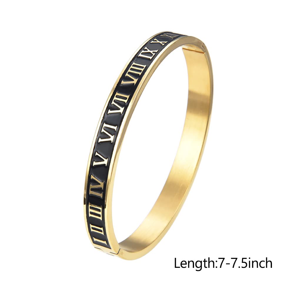 WFYOU 3PCS Stainless Steel Bracelets for Men Gold Roman Numeral Bangle Bracelet Twisted Cable Bracelet Adjustable Cuff Bracelet Mens Luxury Jewelry Bracelets Gifts