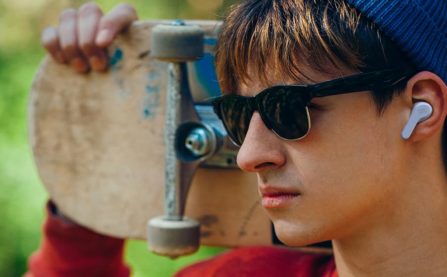 JBL Vibe Beam - True Wireless JBL Deep Bass Sound Earbuds, Bluetooth 5.2, Water & Dust Resistant, Hands-free call with VoiceAware, Up to 32 hours of battery life (Black)