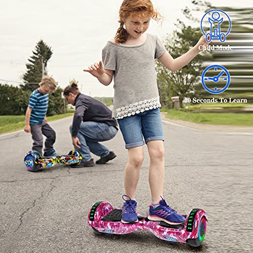 LIEAGLE Hoverboard, 6.5" Self Balancing Scooter Hover Board with Bluetooth Wheels LED Lights for Kids Adults