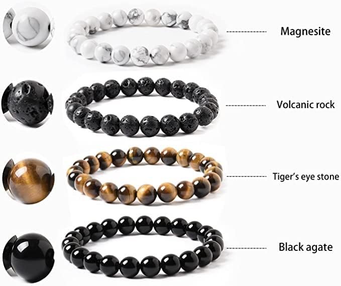 WFJ Black Obsidian Hematite Triple Protection Bracelets Set - Tiger Eye Beaded Natural Stone Bracelet for Men Women Gemstone (10MM)
