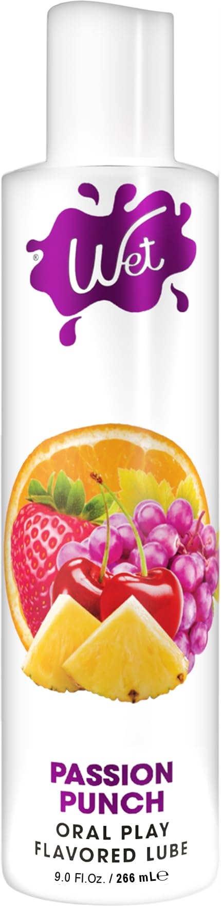 Wet Sexy Strawberry Premium Flavored Edible Lube for Men, Women and Couples | Long-Lasting, Condom Safe, Sugar Free, 9 fl oz