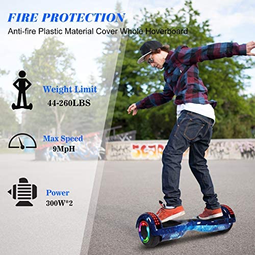 LIEAGLE Hoverboard, 6.5" Self Balancing Scooter Hover Board with Bluetooth Wheels LED Lights for Kids Adults