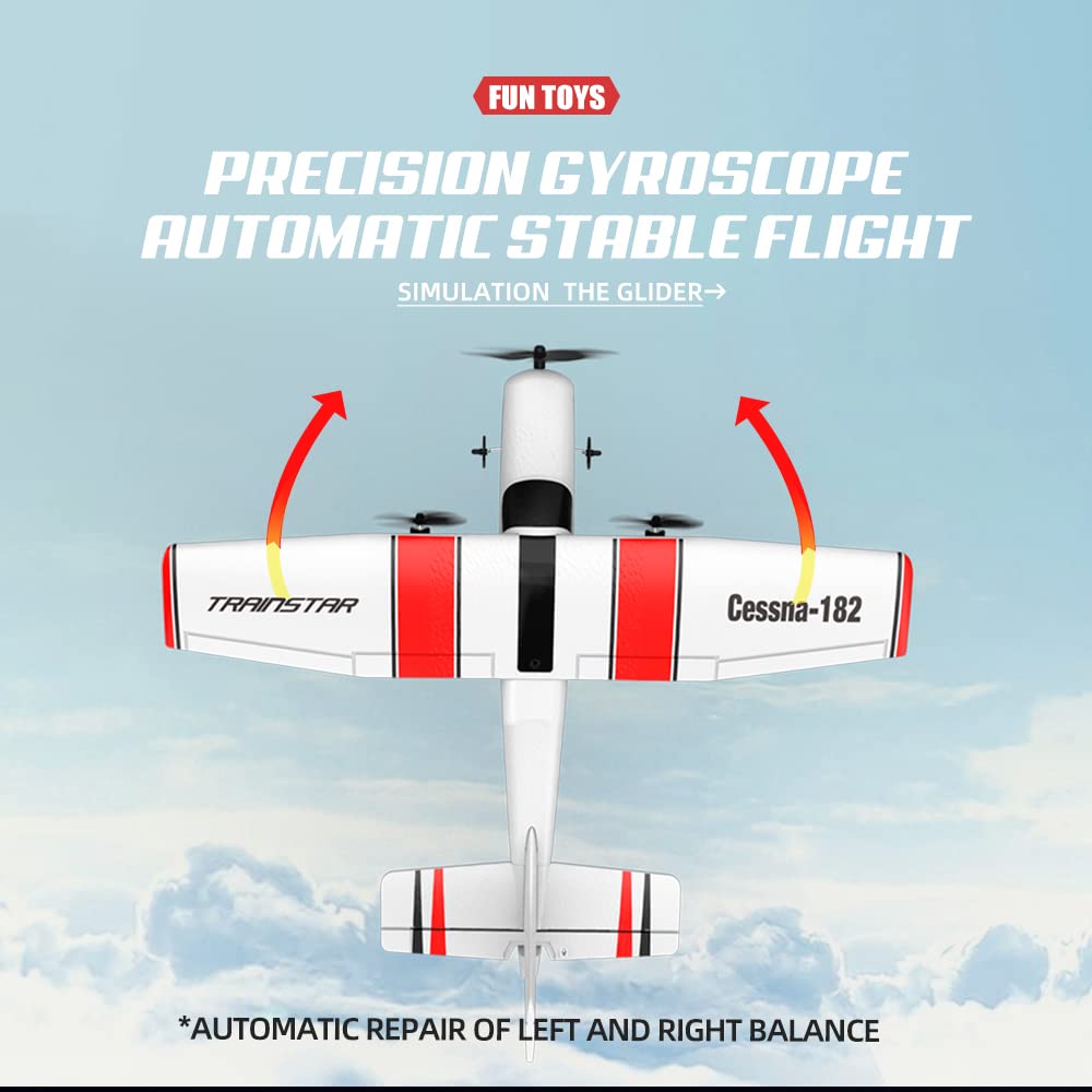 RC Airplane,RC Plane, 2.4GHz 2 Channels RTF RC Aircraft with 3-Axis Gyro for Beginner Easy to Speedy Fly Glider Toys with 2 Extra Batteries [ 3 Batteries ] White
