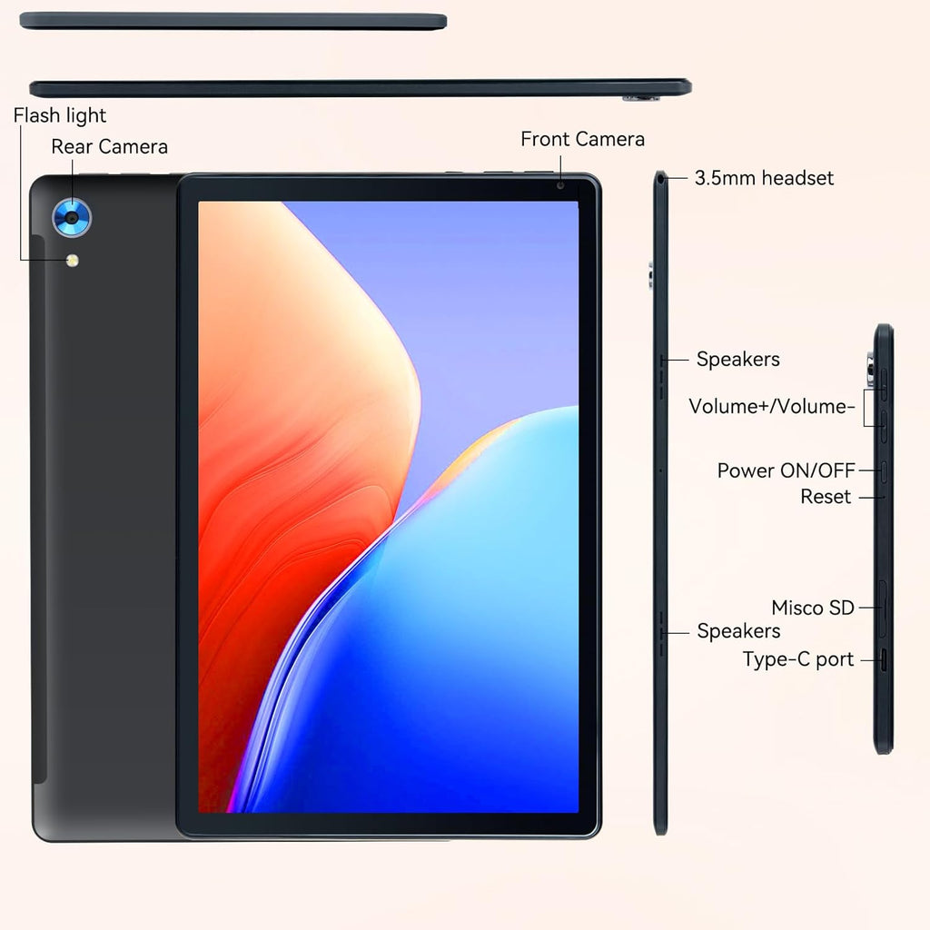 Tablet,10.1" Android Tablet with Octa-core Processor 24GB RAM 128GB ROM HD IPS Touchscreen 8H Battery, Wi-Fi 6, BT 5.0, Dual Camera, Android 15 Tablets 2025