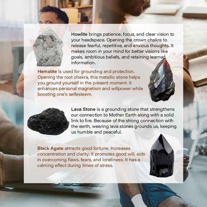 Men’s Bracelet Set Multi - Tiger Eye/Matte Agate/Lava Rock Gifts for Birthday/Anniversary/Christmas