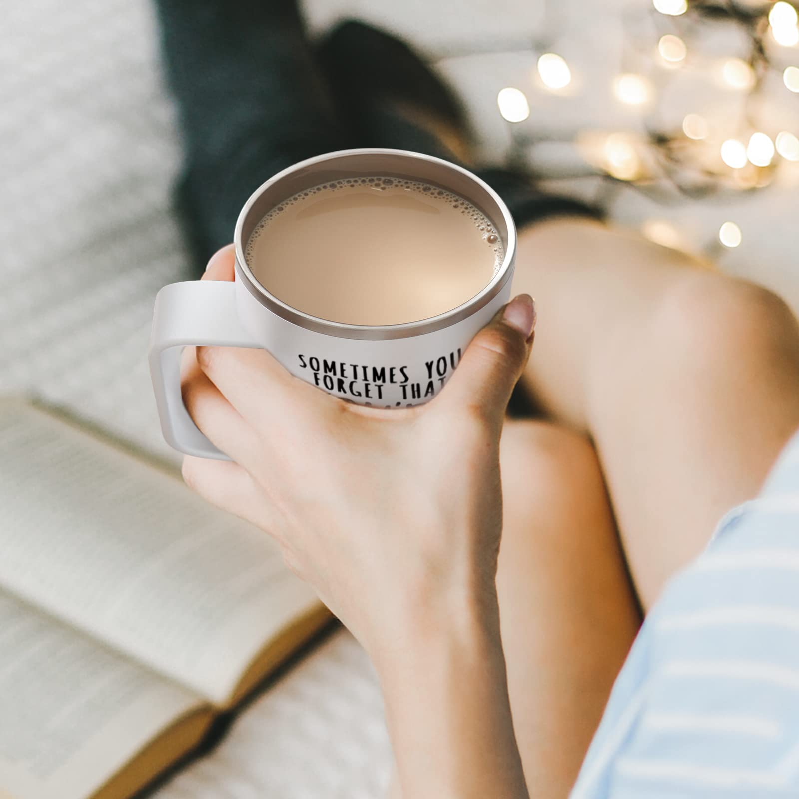 NOWWISH Inspirational Coffee Mug for Men, 14oz Vacuum Insulated Stainless Steel Cup, You Are Awesome Gift for Husband, Boyfriend, Dad - Navy Blue