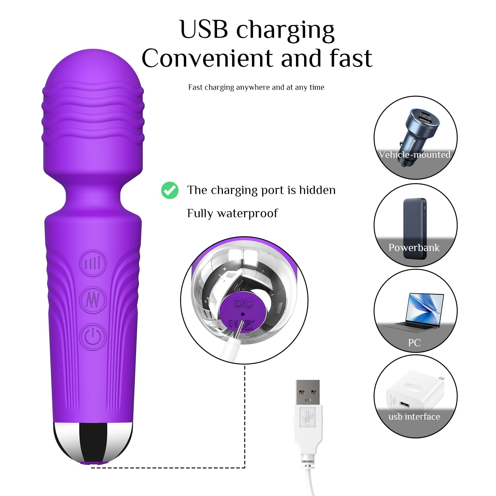 Vibrator Wand,Adult Sex Toy Wand, G Spot Dildo, Clit Vibrator, Sex Vibrators,Clitoris Stimulation,with 8 Speeds & 20 Patterns,Fully Waterproof,Vibrating Wand for her Pleasure (Rose Red)