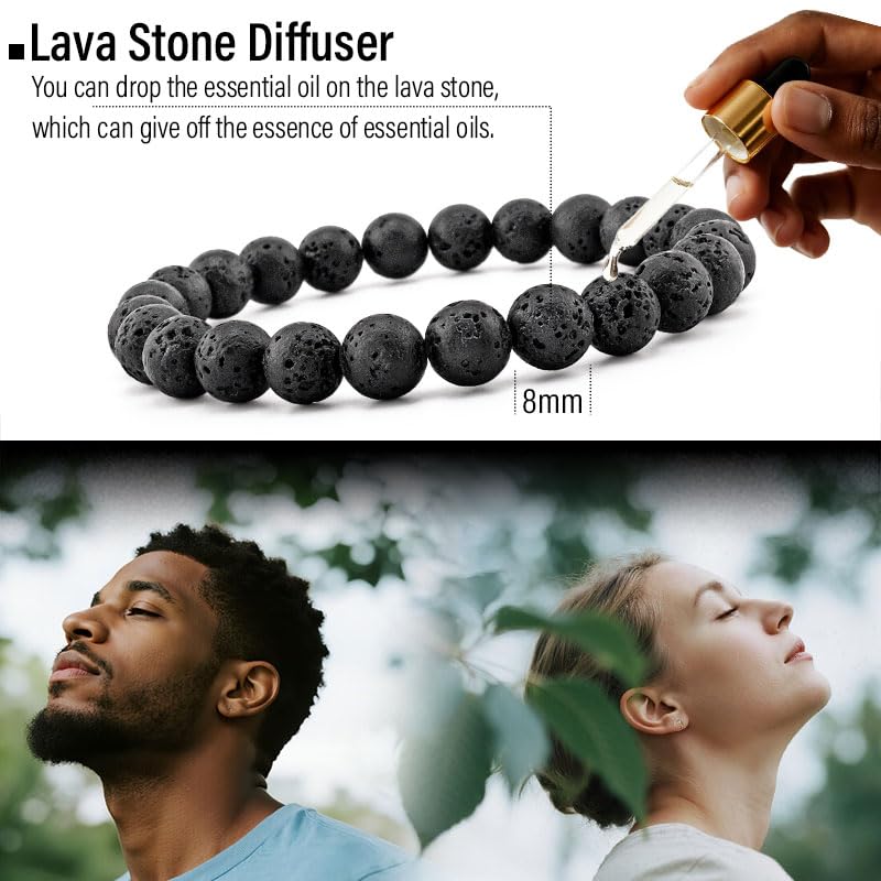 Men’s Bracelet Set Multi - Tiger Eye/Matte Agate/Lava Rock Gifts for Birthday/Anniversary/Christmas