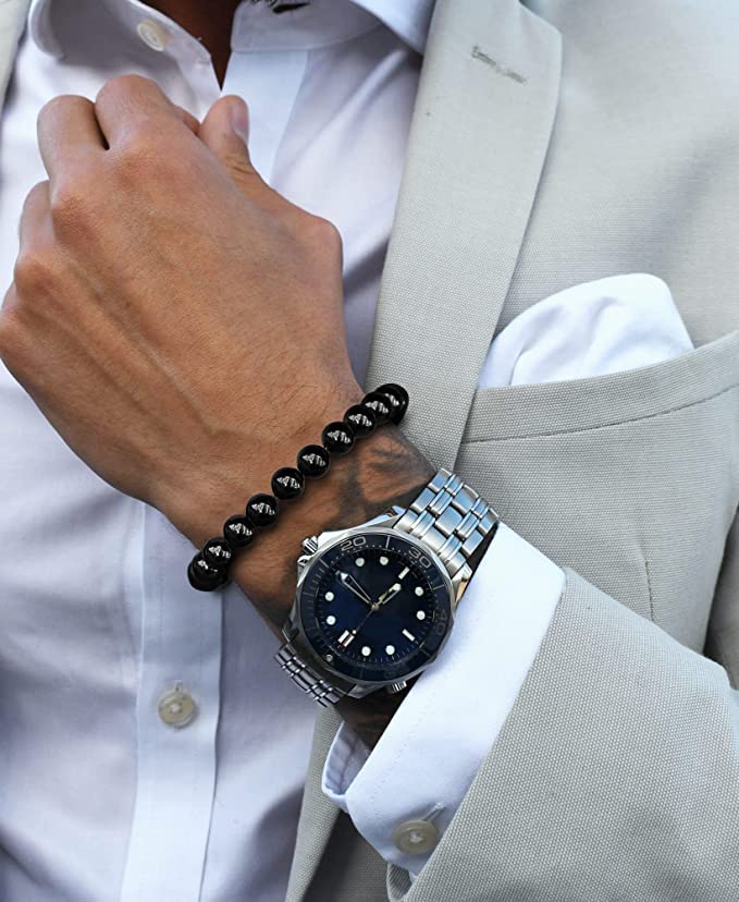 WFJ Black Obsidian Hematite Triple Protection Bracelets Set - Tiger Eye Beaded Natural Stone Bracelet for Men Women Gemstone (10MM)