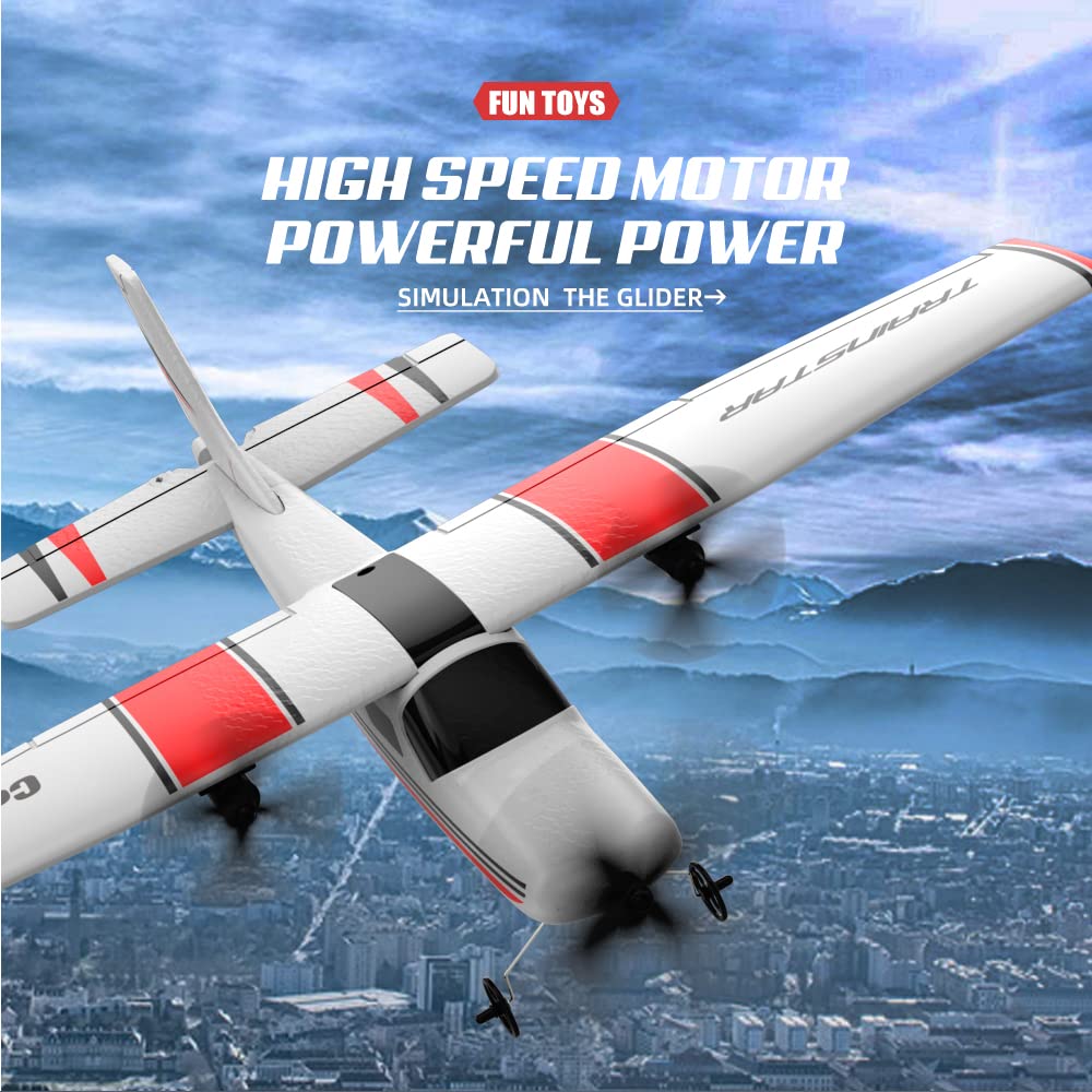 RC Airplane,RC Plane, 2.4GHz 2 Channels RTF RC Aircraft with 3-Axis Gyro for Beginner Easy to Speedy Fly Glider Toys with 2 Extra Batteries [ 3 Batteries ] White