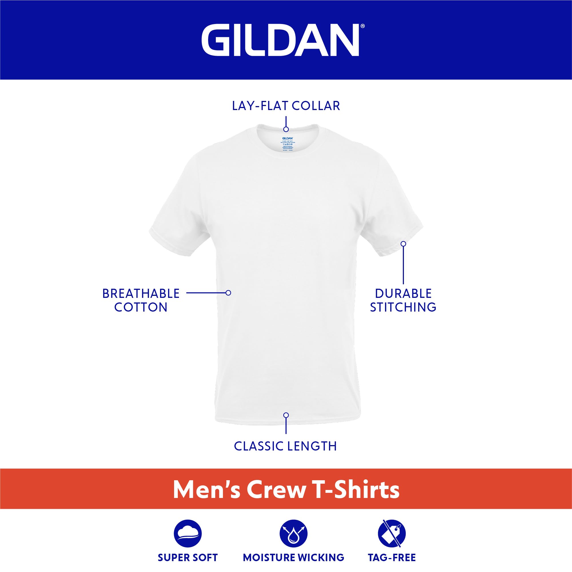 Gildan Mens Crew T-Shirts, Multipack, Style G1100
