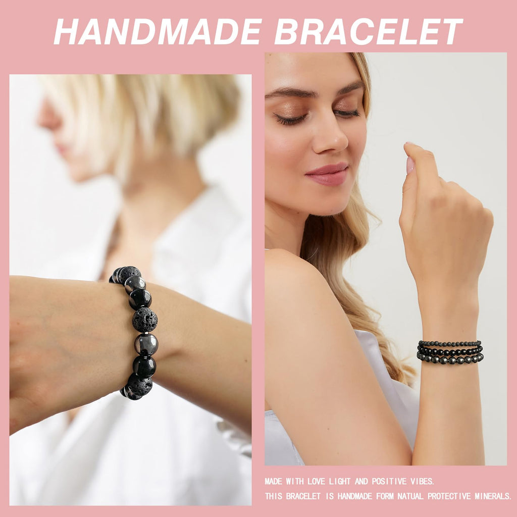 4pcs Beaded Bracelets for Women,Natural Healing Crystal Gemstones Bracelet,Anxiety Stress Relief Bracelet Handmade purple Jewelry Gifts for Women