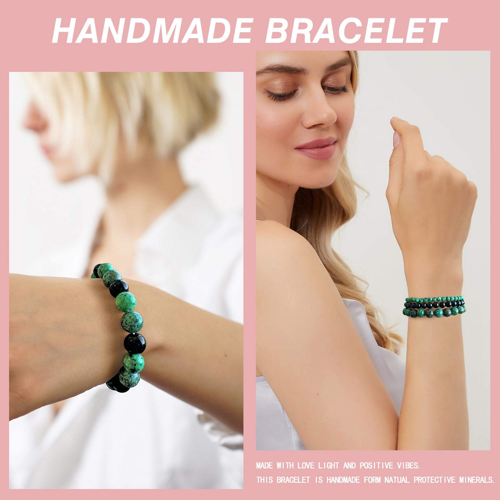 4pcs Beaded Bracelets for Women,Natural Healing Crystal Gemstones Bracelet,Anxiety Stress Relief Bracelet Handmade purple Jewelry Gifts for Women