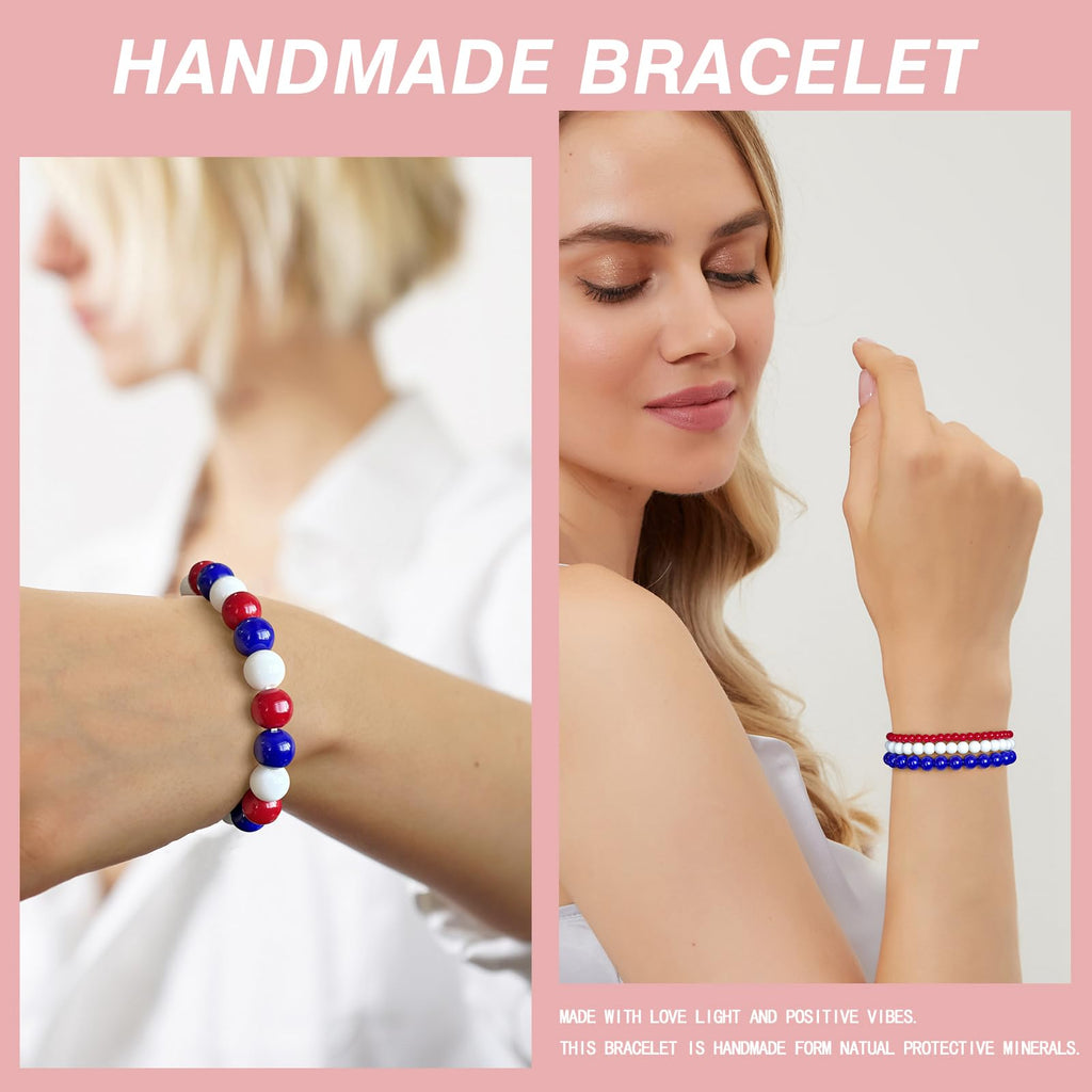 4pcs Beaded Bracelets for Women,Natural Healing Crystal Gemstones Bracelet,Anxiety Stress Relief Bracelet Handmade purple Jewelry Gifts for Women