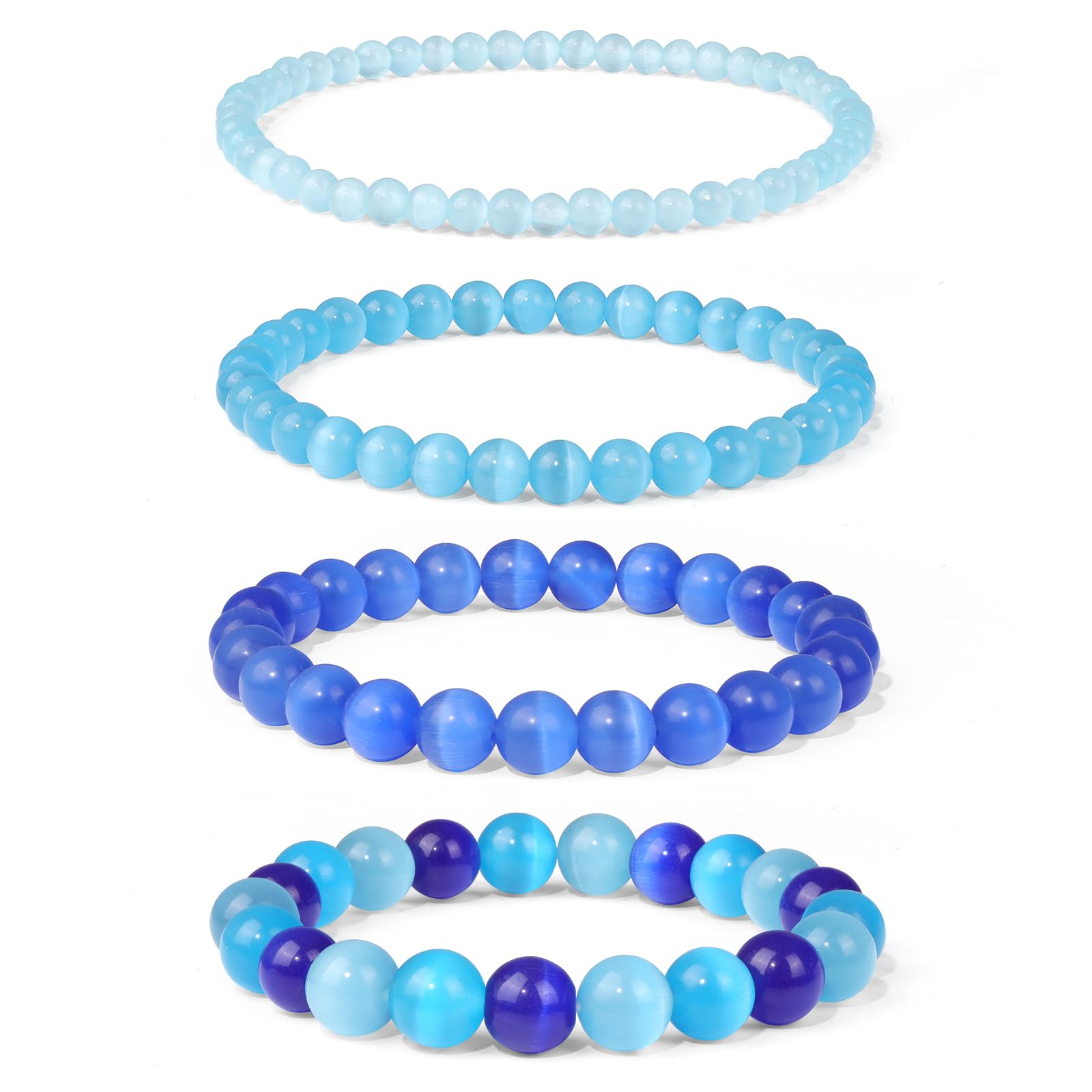 4pcs Beaded Bracelets for Women,Natural Healing Crystal Gemstones Bracelet,Anxiety Stress Relief Bracelet Handmade purple Jewelry Gifts for Women