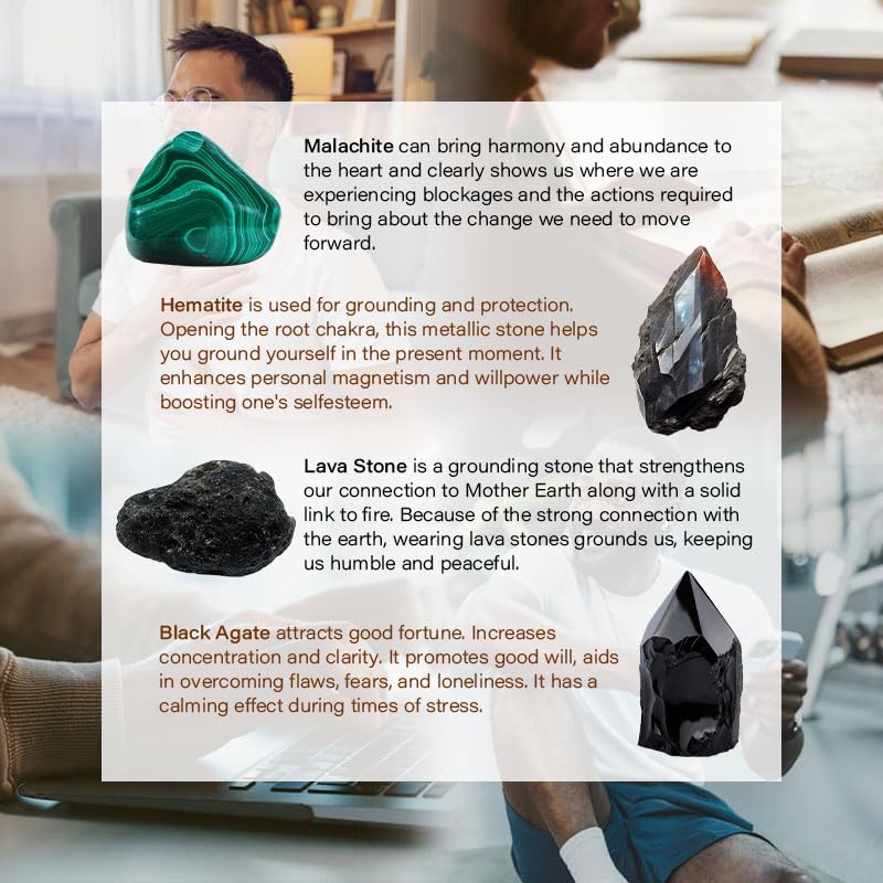 Men’s Bracelet Set Multi - Tiger Eye/Matte Agate/Lava Rock Gifts for Birthday/Anniversary/Christmas