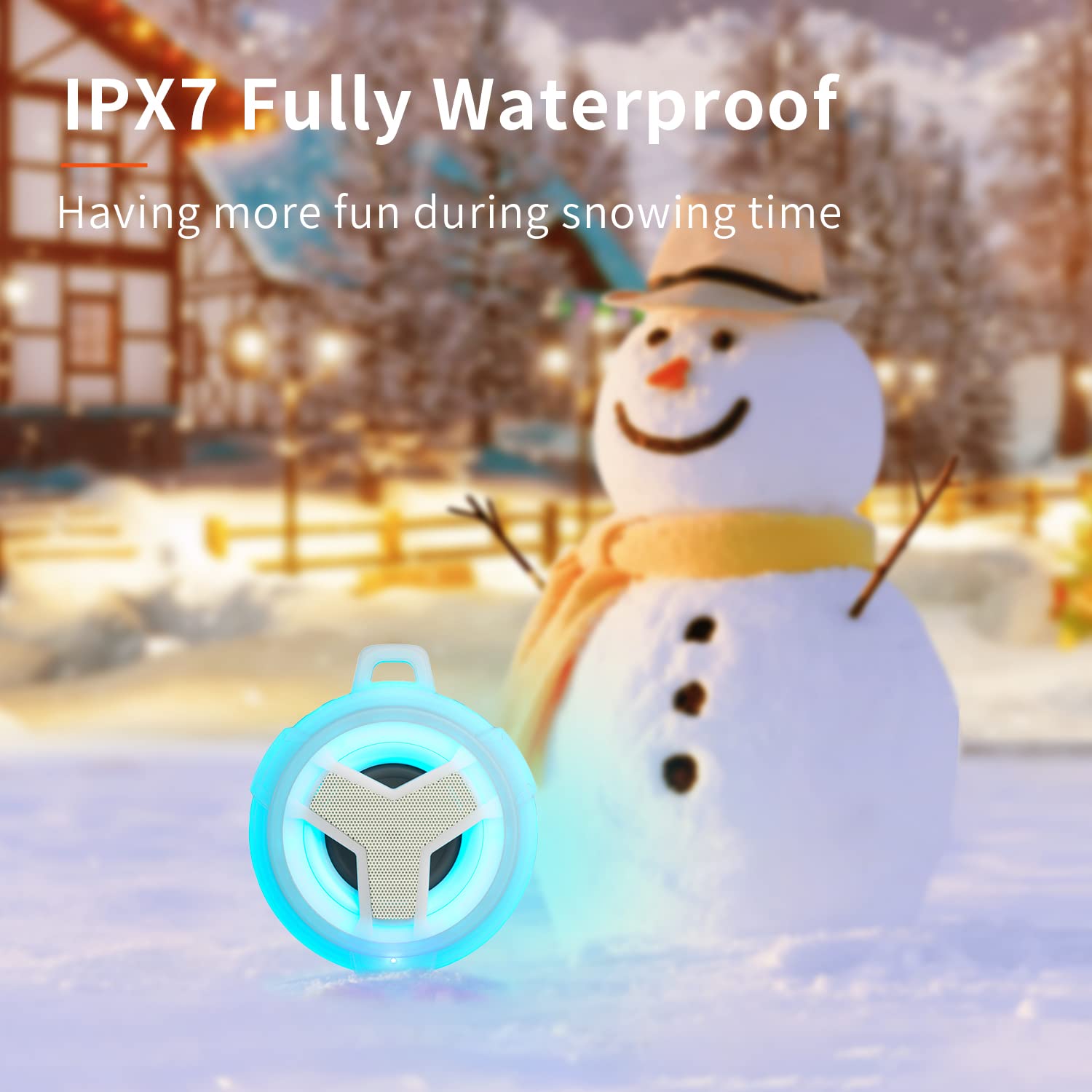 EBODA Bluetooth Shower Speaker, Portable Bluetooth Speakers, IP67 Waterproof Wireless Speaker with LED Light, Floating, 2000mAh, True Wireless Stereo for Kayak, Beach, Gifts for unisex -Black