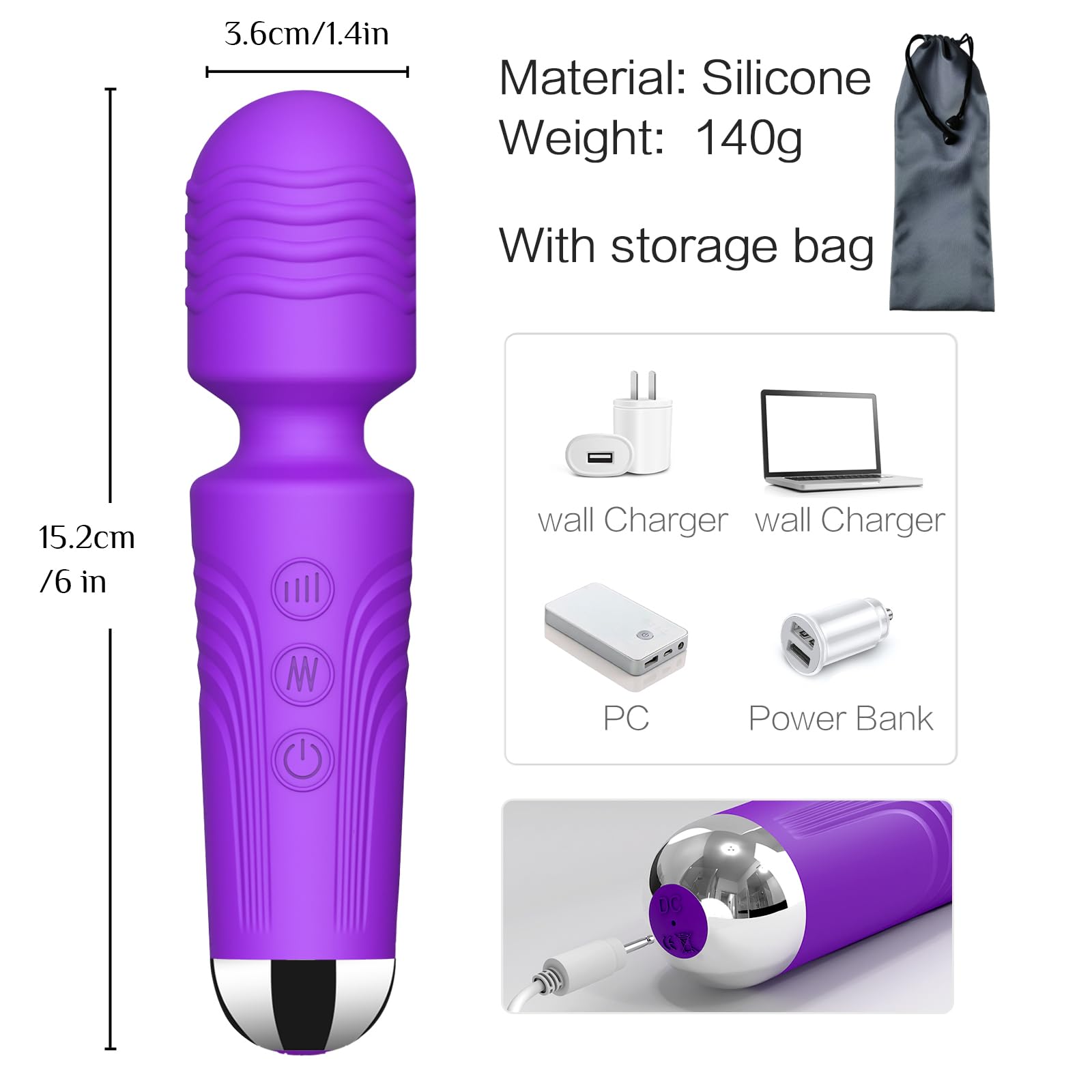 Vibrator Wand,Adult Sex Toy Wand, G Spot Dildo, Clit Vibrator, Sex Vibrators,Clitoris Stimulation,with 8 Speeds & 20 Patterns,Fully Waterproof,Vibrating Wand for her Pleasure (Rose Red)
