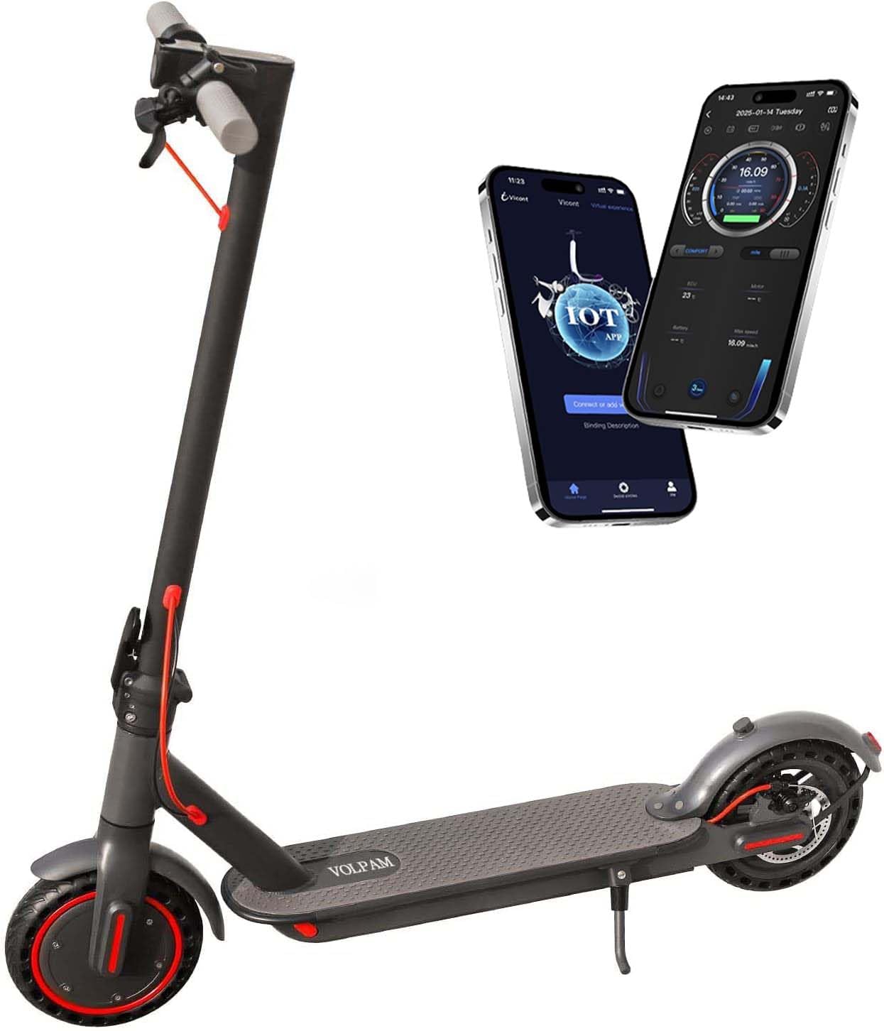 VOLPAM Electric Scooter, 350W/500W Powerful Motor, 8.5"/10" Solid Tires, 19/22Mph, 28/23/21/16 Miles Max Range, Dual Braking