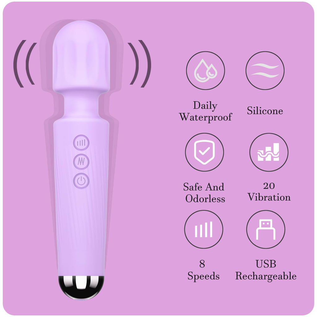 Vibrator Wand,Adult Sex Toy Wand, G Spot Dildo, Clit Vibrator, Sex Vibrators,Clitoris Stimulation,with 8 Speeds & 20 Patterns,Fully Waterproof,Vibrating Wand for her Pleasure (Rose Red)