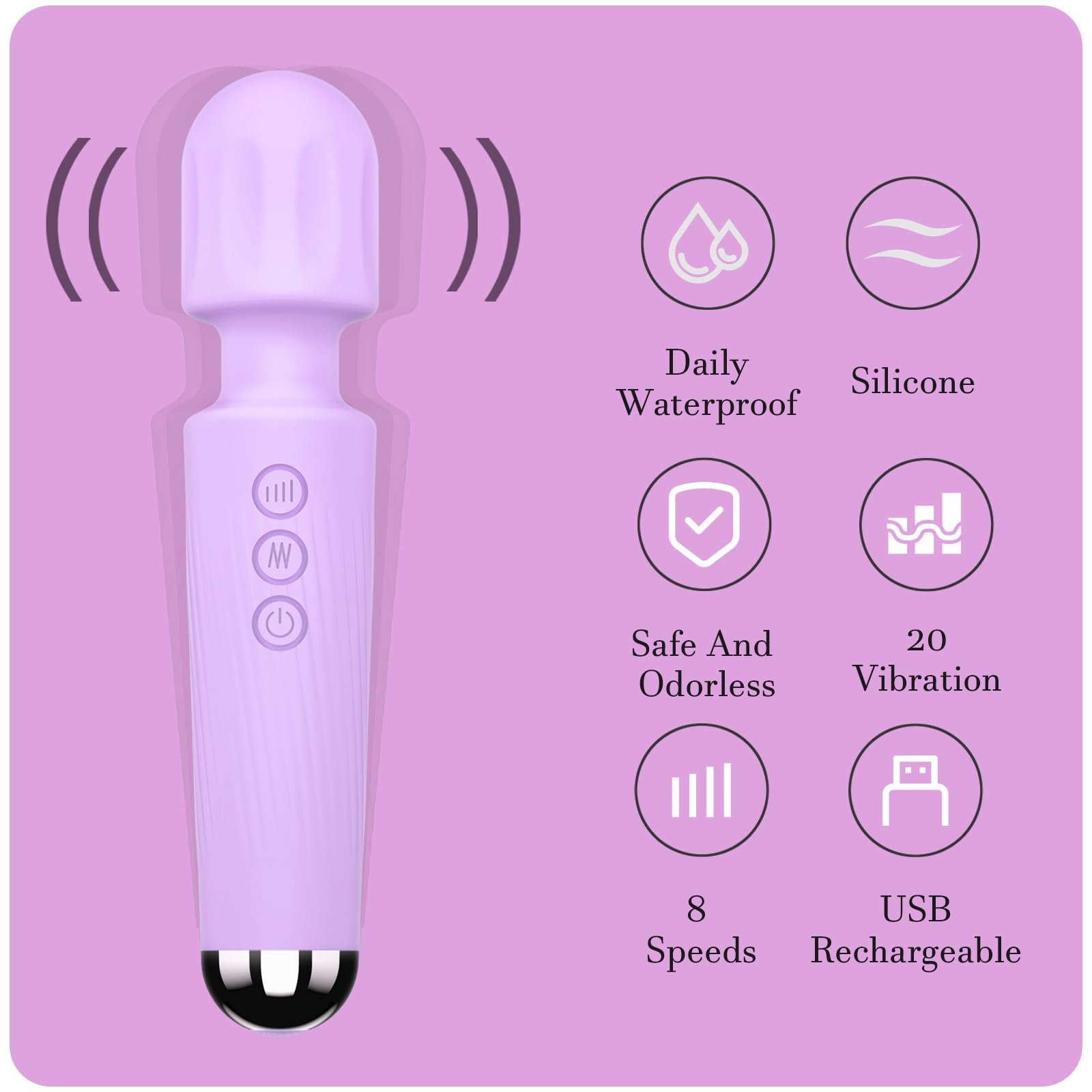 Vibrator Wand,Adult Sex Toy Wand, G Spot Dildo, Clit Vibrator, Sex Vibrators,Clitoris Stimulation,with 8 Speeds & 20 Patterns,Fully Waterproof,Vibrating Wand for her Pleasure (Rose Red)
