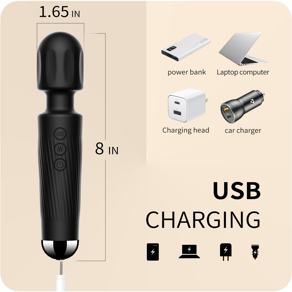 Vibrator Wand,Adult Sex Toy Wand, G Spot Dildo, Clit Vibrator, Sex Vibrators,Clitoris Stimulation,with 8 Speeds & 20 Patterns,Fully Waterproof,Vibrating Wand for her Pleasure (Rose Red)