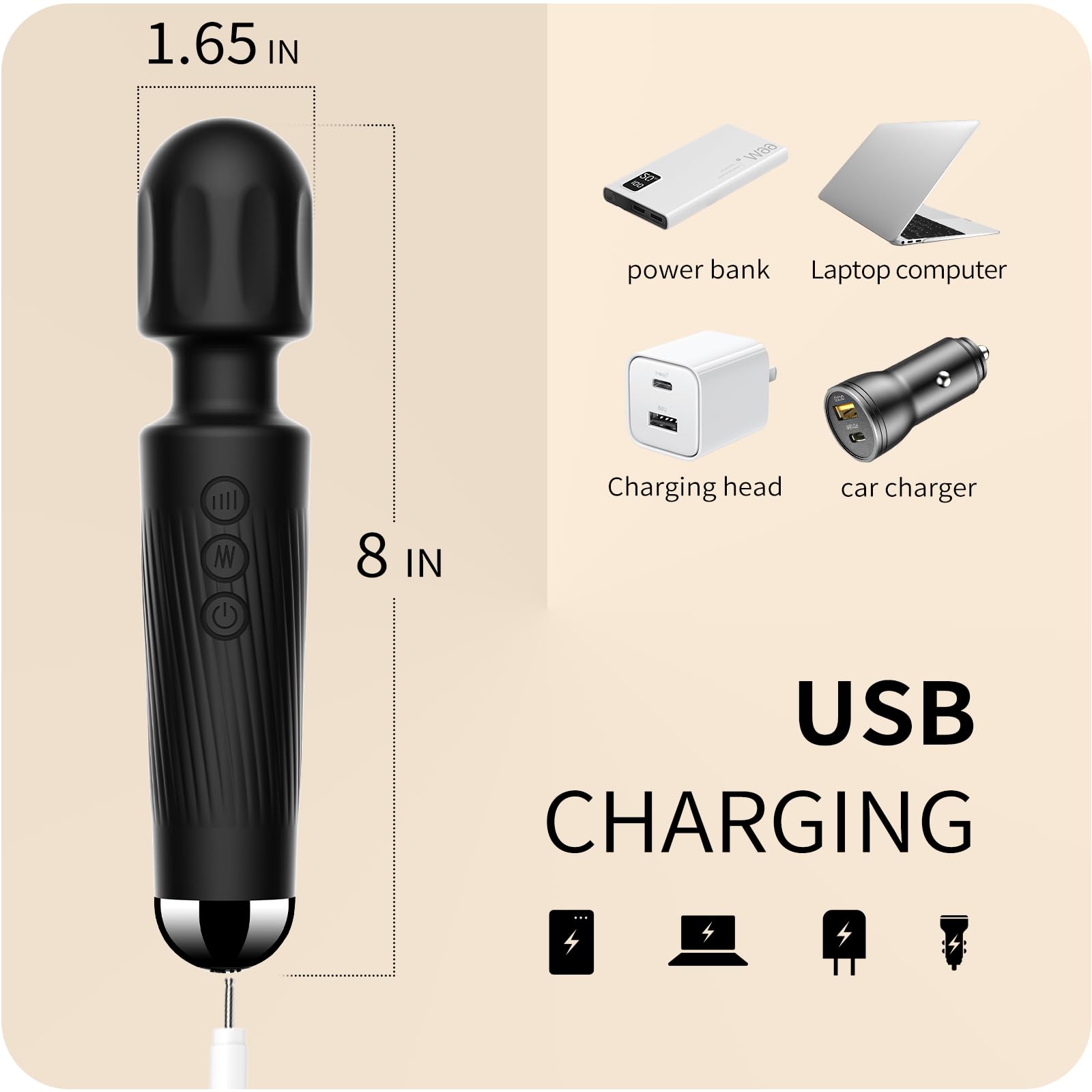 Vibrator Wand,Adult Sex Toy Wand, G Spot Dildo, Clit Vibrator, Sex Vibrators,Clitoris Stimulation,with 8 Speeds & 20 Patterns,Fully Waterproof,Vibrating Wand for her Pleasure (Rose Red)