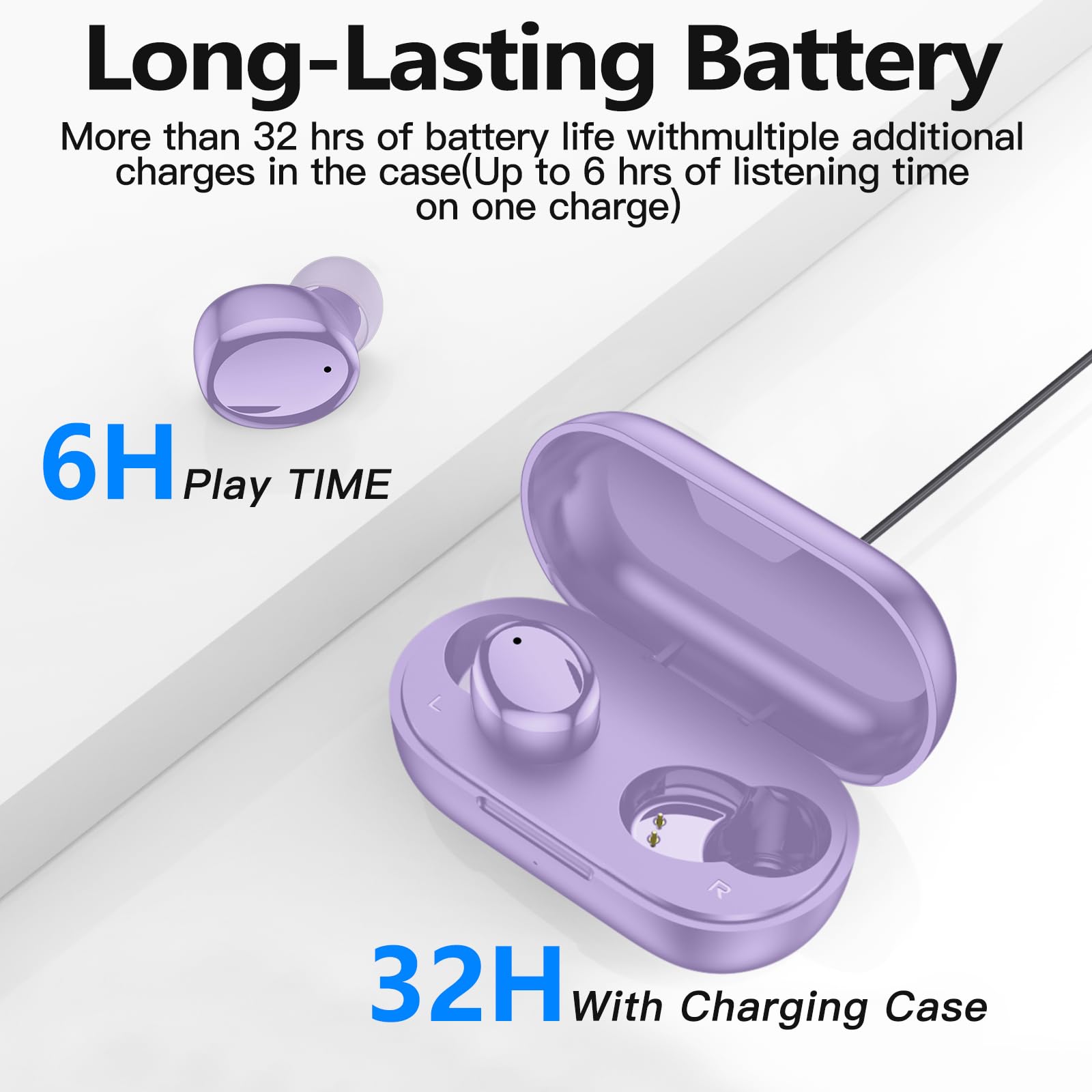 kurdene Wireless Earbuds Bluetooth 5.3 in Ear Buds Light Weight Headphones,Deep Bass Sound,Built in Mics Headset,Clear Calls Earphones for Sports Workout