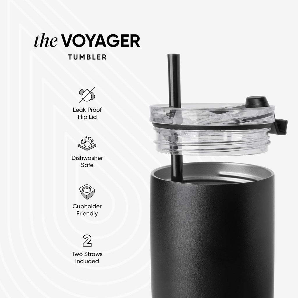Simple Modern Travel Coffee Mug Tumbler with Flip Lid | Reusable Insulated Stainless Steel Cold Brew Iced Coffee Cup Thermos | Gifts for Women Men Him Her | Voyager Collection | 20oz | Midnight Black