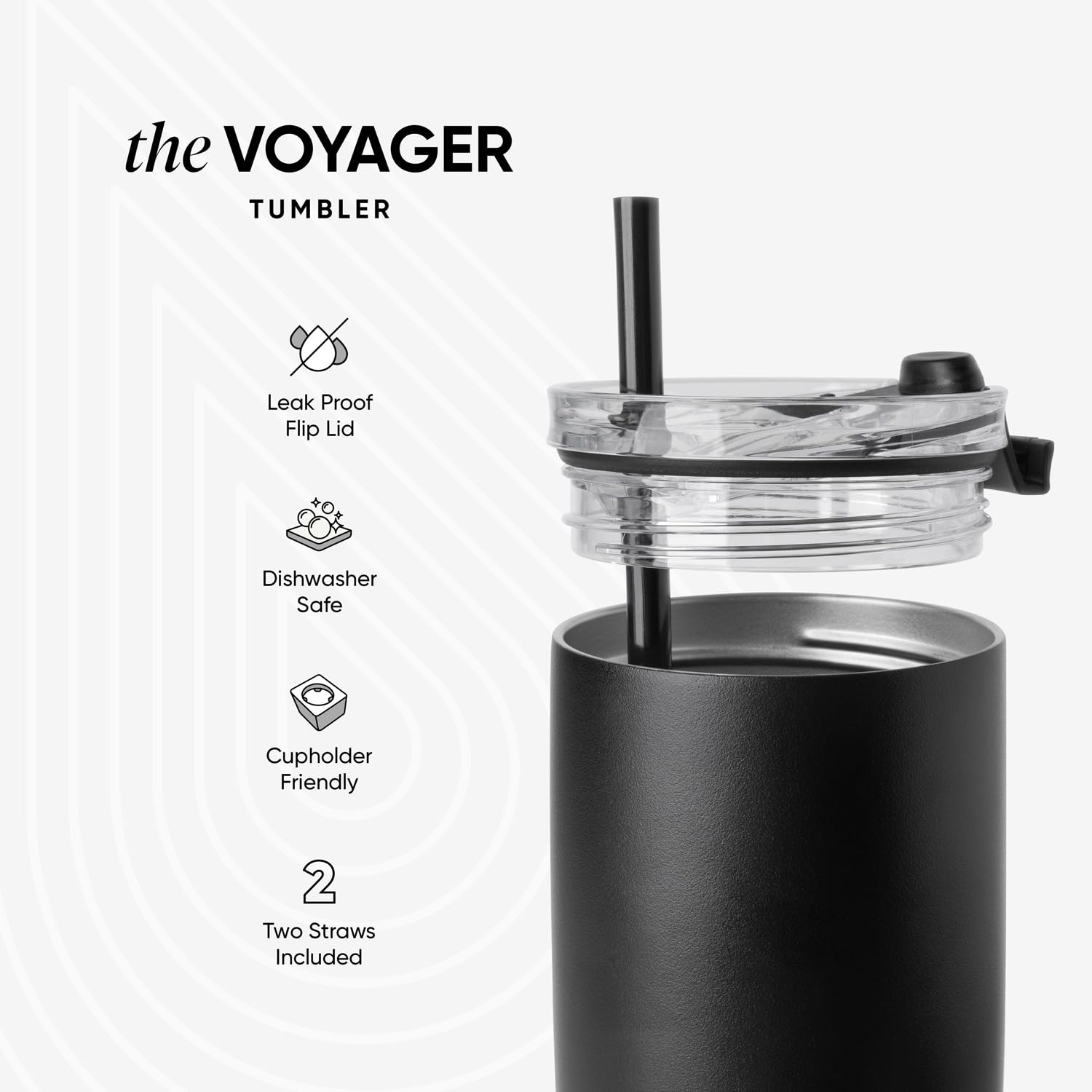 Simple Modern Travel Coffee Mug Tumbler with Flip Lid | Reusable Insulated Stainless Steel Cold Brew Iced Coffee Cup Thermos | Gifts for Women Men Him Her | Voyager Collection | 20oz | Midnight Black