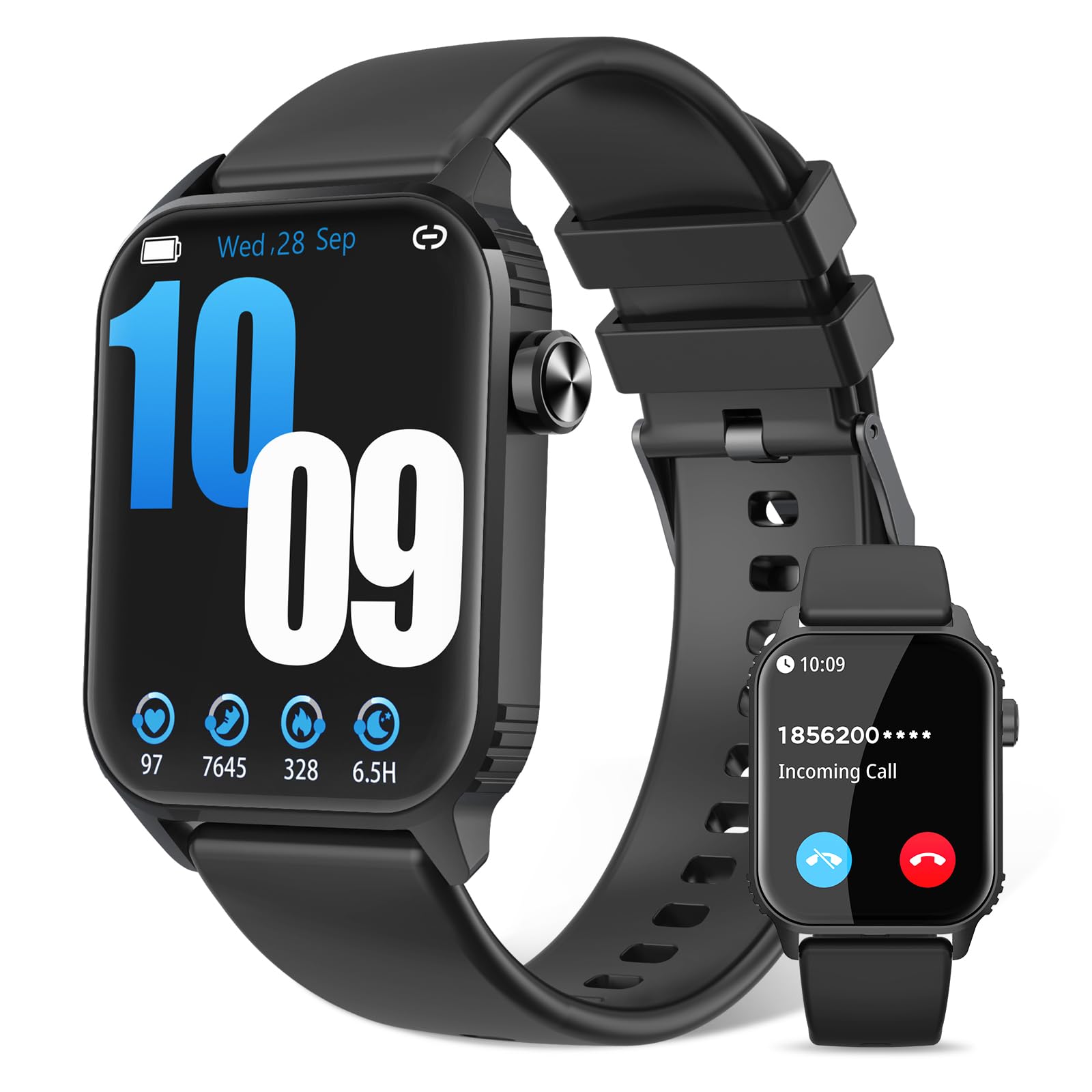 Smart Watches for Women Men, 120 Sports Modes Smartwatch with 1.83 inches HD Display, Heart Rate/Sleep Monitor, IP67 Waterproof, Bluetooth Call & Music Control for iPhone/Android Black