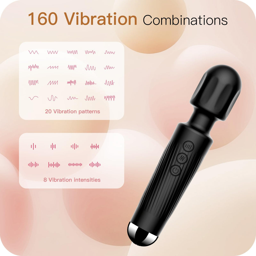 Vibrator Wand,Adult Sex Toy Wand, G Spot Dildo, Clit Vibrator, Sex Vibrators,Clitoris Stimulation,with 8 Speeds & 20 Patterns,Fully Waterproof,Vibrating Wand for her Pleasure (Rose Red)