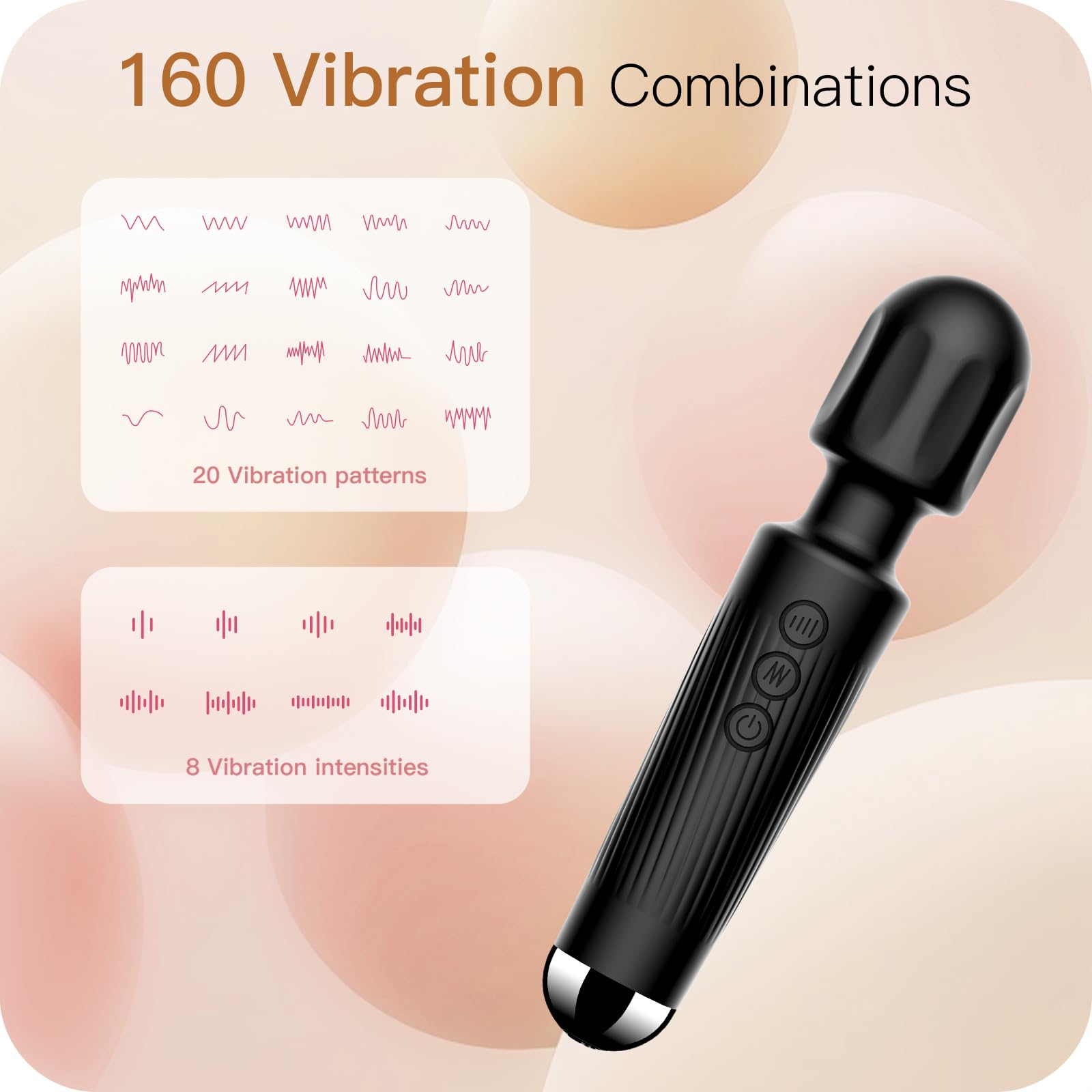 Vibrator Wand,Adult Sex Toy Wand, G Spot Dildo, Clit Vibrator, Sex Vibrators,Clitoris Stimulation,with 8 Speeds & 20 Patterns,Fully Waterproof,Vibrating Wand for her Pleasure (Rose Red)