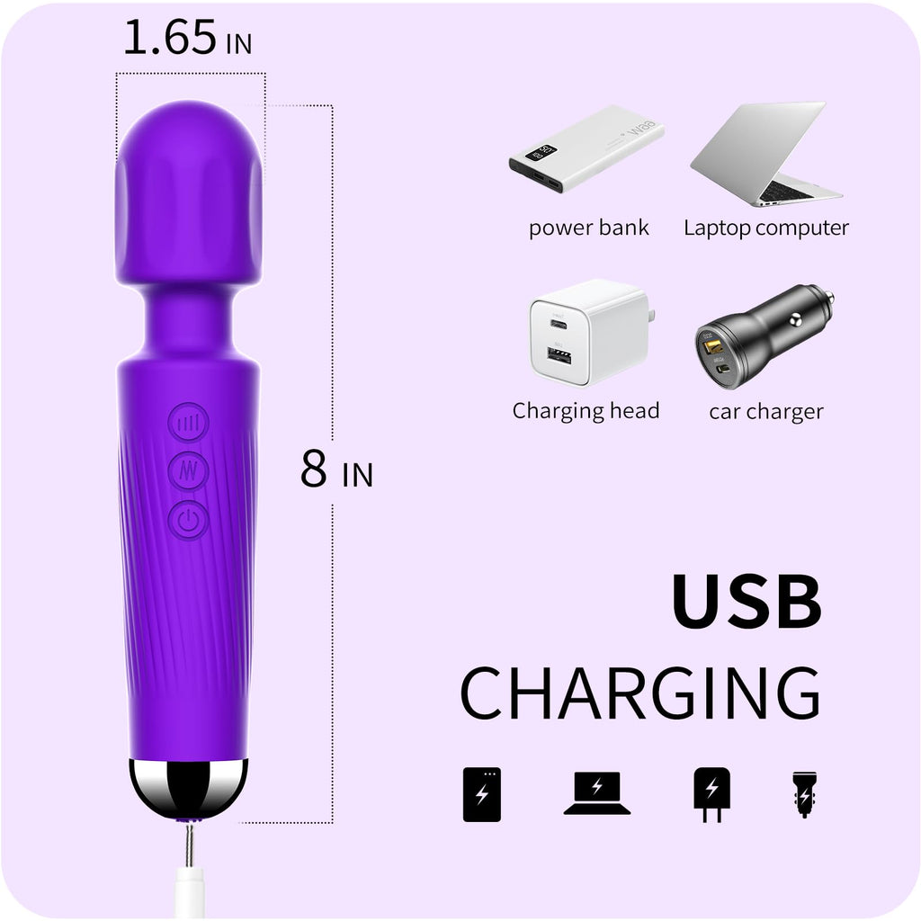 Vibrator Wand,Adult Sex Toy Wand, G Spot Dildo, Clit Vibrator, Sex Vibrators,Clitoris Stimulation,with 8 Speeds & 20 Patterns,Fully Waterproof,Vibrating Wand for her Pleasure (Rose Red)