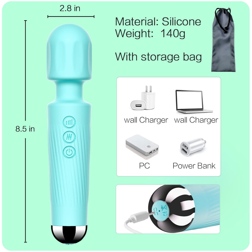 Vibrator Wand,Adult Sex Toy Wand, G Spot Dildo, Clit Vibrator, Sex Vibrators,Clitoris Stimulation,with 8 Speeds & 20 Patterns,Fully Waterproof,Vibrating Wand for her Pleasure (Rose Red)