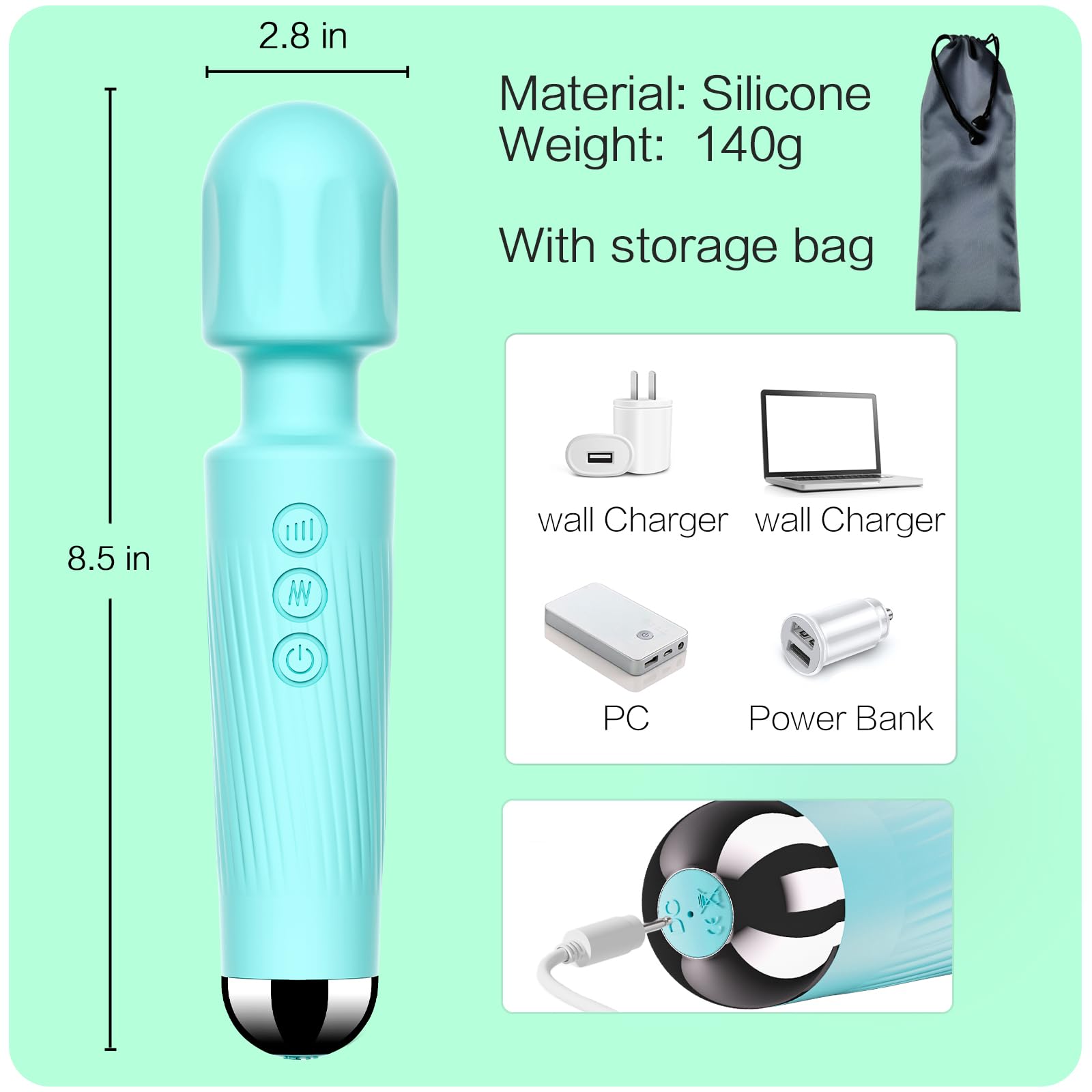 Vibrator Wand,Adult Sex Toy Wand, G Spot Dildo, Clit Vibrator, Sex Vibrators,Clitoris Stimulation,with 8 Speeds & 20 Patterns,Fully Waterproof,Vibrating Wand for her Pleasure (Rose Red)