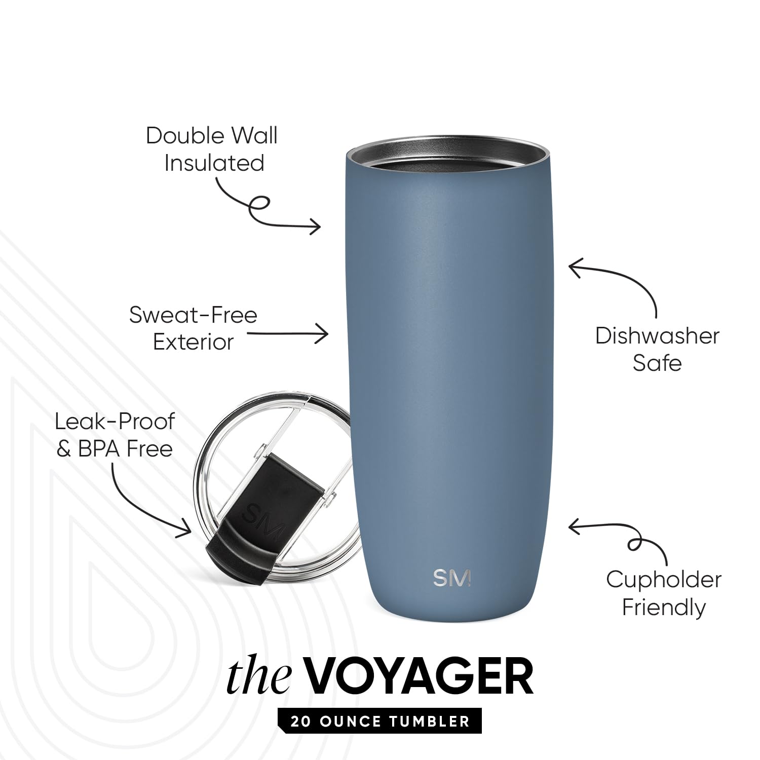 Simple Modern Travel Coffee Mug Tumbler with Flip Lid | Reusable Insulated Stainless Steel Cold Brew Iced Coffee Cup Thermos | Gifts for Women Men Him Her | Voyager Collection | 20oz | Midnight Black
