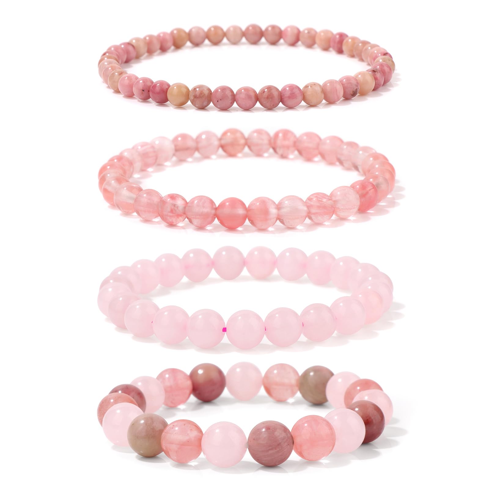 4pcs Beaded Bracelets for Women,Natural Healing Crystal Gemstones Bracelet,Anxiety Stress Relief Bracelet Handmade purple Jewelry Gifts for Women