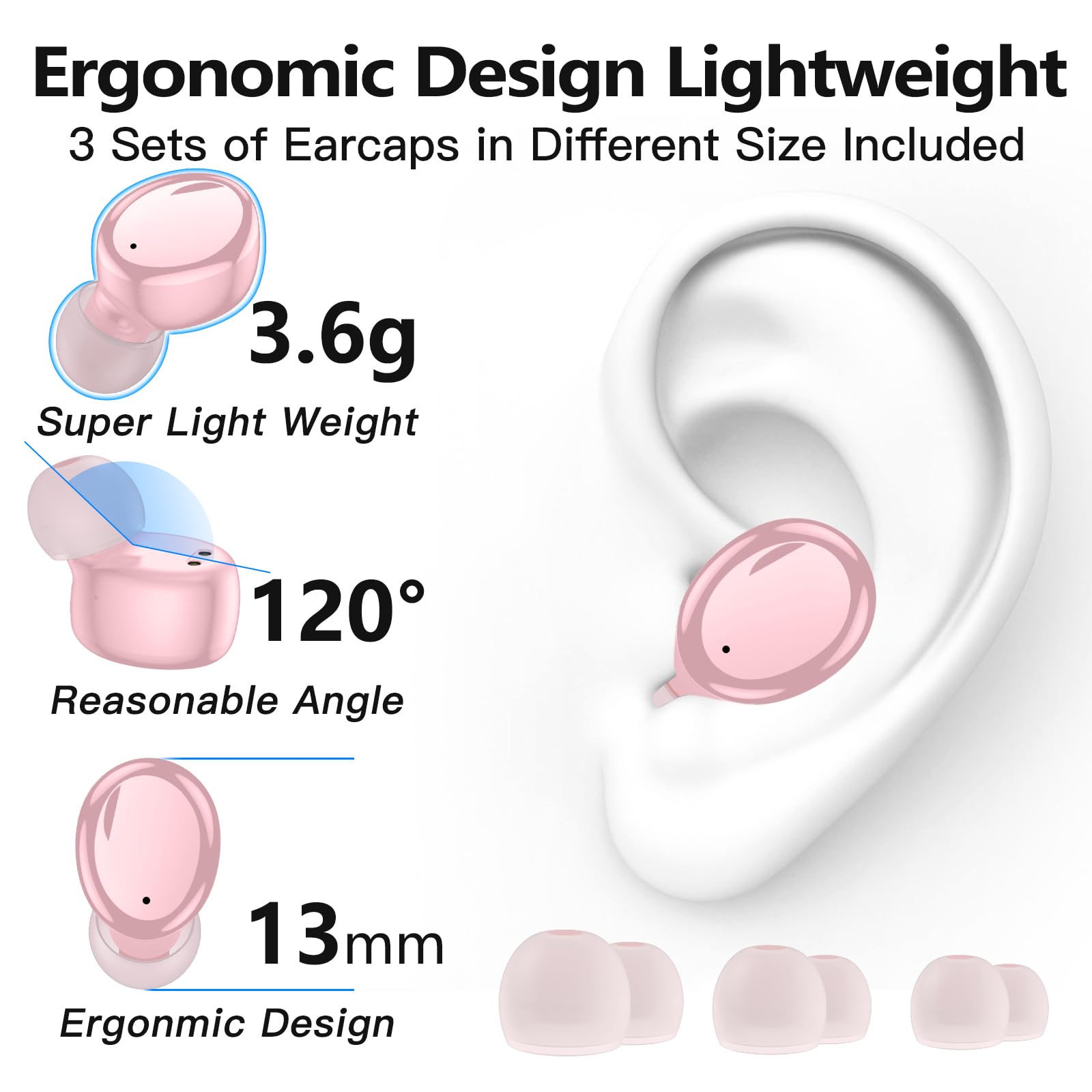 kurdene Wireless Earbuds Bluetooth 5.3 in Ear Buds Light Weight Headphones,Deep Bass Sound,Built in Mics Headset,Clear Calls Earphones for Sports Workout