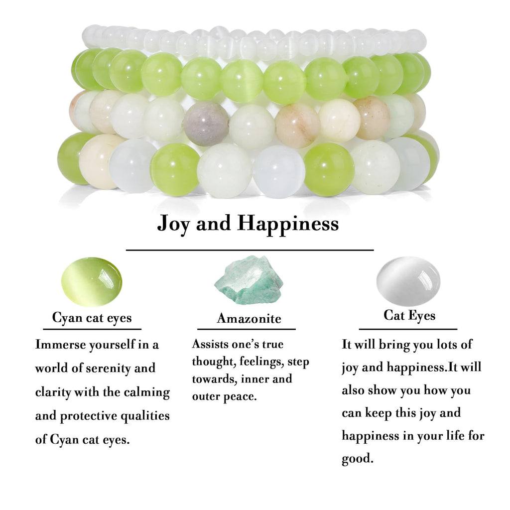 4pcs Beaded Bracelets for Women,Natural Healing Crystal Gemstones Bracelet,Anxiety Stress Relief Bracelet Handmade purple Jewelry Gifts for Women