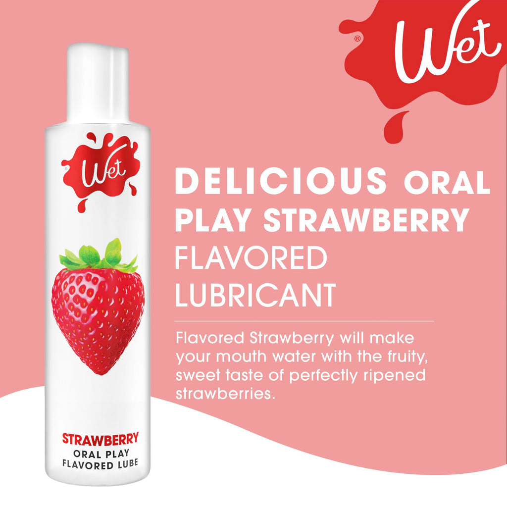 Wet Sexy Strawberry Premium Flavored Edible Lube for Men, Women and Couples | Long-Lasting, Condom Safe, Sugar Free, 9 fl oz