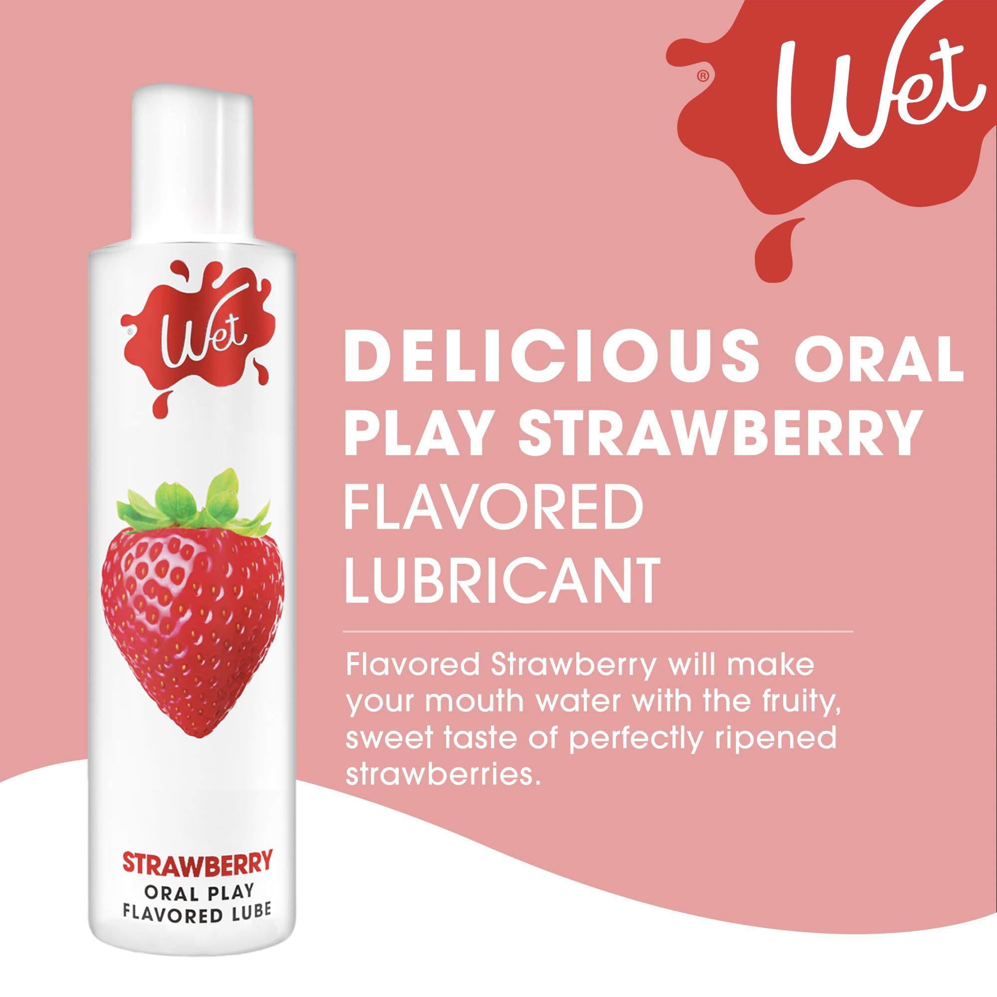 Wet Sexy Strawberry Premium Flavored Edible Lube for Men, Women and Couples | Long-Lasting, Condom Safe, Sugar Free, 9 fl oz
